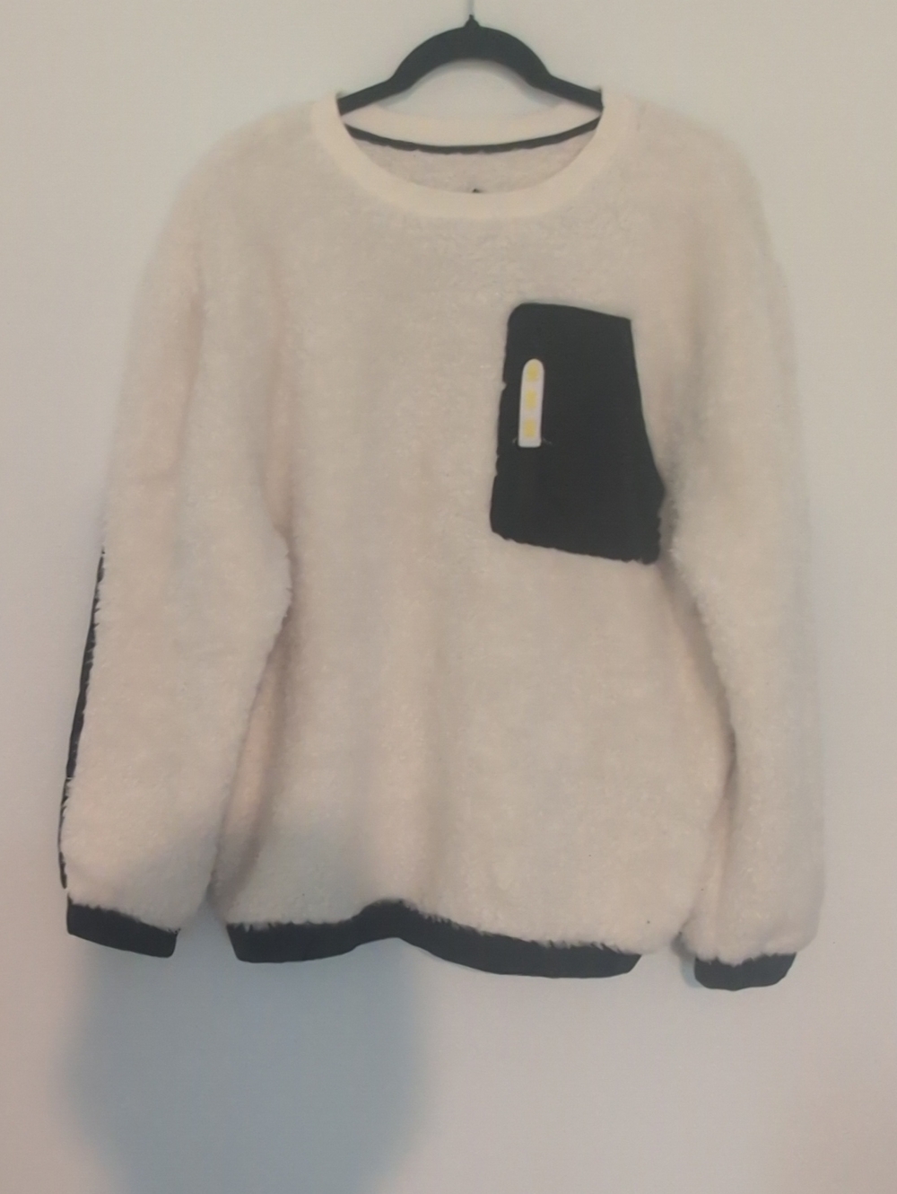 UGG Women's Cream Sherpa Sweater with Black Accent Pocket